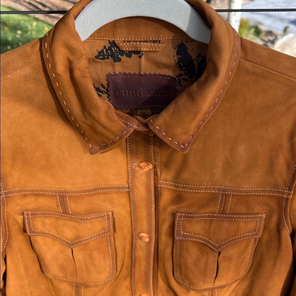Gorgeous Sundance Evans Suede Trucker Shacket Jacket Shirt Medium M - Picture 2 of 9